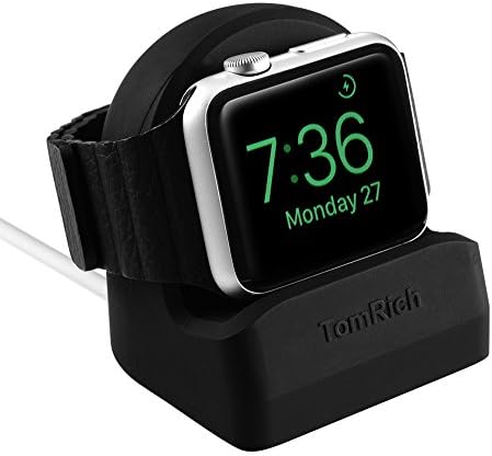 TomRich T50 Apple Watch Stand Supports Nightstand Mode with Cable Management for Apple Watch Charger Series 3 / Series 2 / Series 1 / 42mm / 38mm (Black)