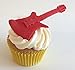Produktbild 6 Handgemachte Kuchendekorationen aus Zucker: Rot Gitarren / 6 Red Sugar Guitars