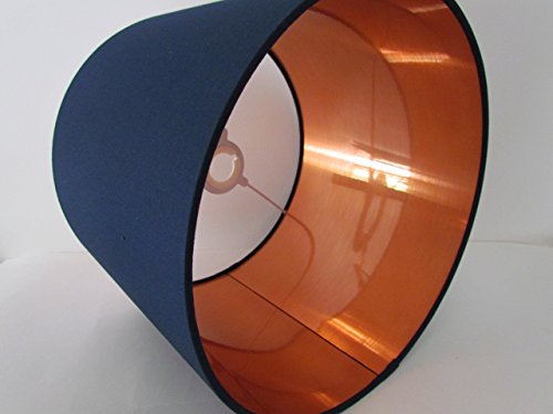 Handmade Navy Blue Brushed Copper Lined Lampshade Lightshade