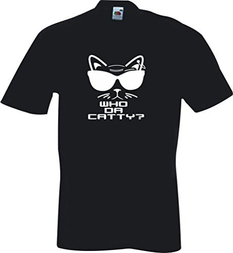 Funny Cool Dude Holiday Summer Festival Cool Cat Lovers Who Da Catty FOTL Mens Super Premium Black T-Shirt - Size XXXL
