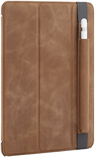 StilGut Couverture Case, Hülle aus feinstem Leder mit Pencil Halter für das Apple iPad Pro 9,7" (2016), Cognac Vintage