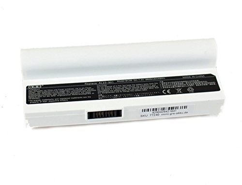 GRS Notebook Akku für AL23-901 mit 6600mAh, ersetzt: Asus Eee PC 901, PC 1000, PC 1000H, PC 904, Laptop Batterie 6600mAh, 7.4V - 3