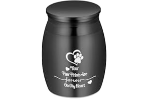 AIWENXI Small Cremation Keepsake Urns for Human Ashes Mini Cremation Urn Small Funeral Urns for Ashes Stainless Steel Cremation Funeral Urn-Your Paw Prints Are forever On my heart