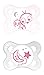 MAM Night Glow in the Dark Soothers Suitable 0 months + with Sterilisable Travel Case (Pack of 2, Pink/White)