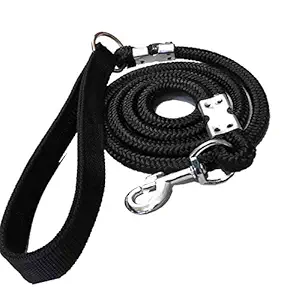 SENAPATI Black Plain Dog Rope Leash -15 MM- Medium with Strong Nylon Fibre Handle ?(Leash Size 1.5M-2M)