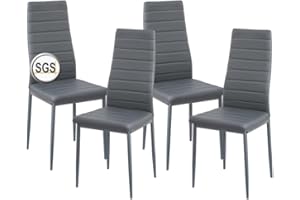 anrekl Juego de 4 sillas de comedor con reposabrazos, patas de metal, sillas de cocina modernas, cómodas sillas tapizadas, asiento para comedor, salón, cocina, gris