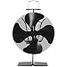 Produktbild Stromloser Ofenentilator Ventilator für Kamin Holzöfen mit USB 4-Blatt-Ofenventilator Kaminlüfter Lüfter mit 4 Blättern schwarz