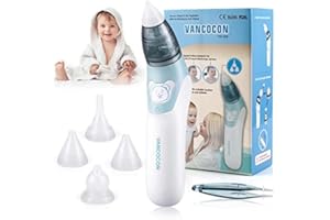 BUBBACARE Baby Nasensauger, elektrischer Nasenreiniger & Ohrenschmalzentferner mit 4 wiederverwendbaren Rotzsaugdüsen für Neugeborene, Kleinkinder und Säuglinge