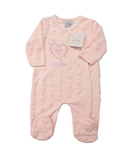 Baby Girls Pink Velour All in One Sleepsuit - Love and Hugs (3-6 Months)