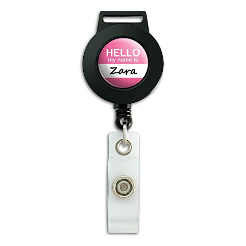 Zara Hello My Name Is Lanyard Retractable Reel Badge ID Card Holder