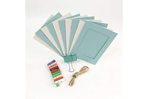 BUER HOMIE BuerHomie - Cornice portafoto in carta con clip colorate e cordino, 10,2 x 15,2 cm, 10 pezzi, colore: blu e bianco