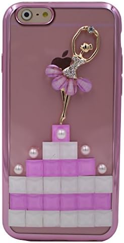 Transwon TPU Square Jelly Diamond Stage Purple Ballet Girl Pattern Cover for Apple iPhone 6 / iPhone 6S 4.7 Inch (Magenta)