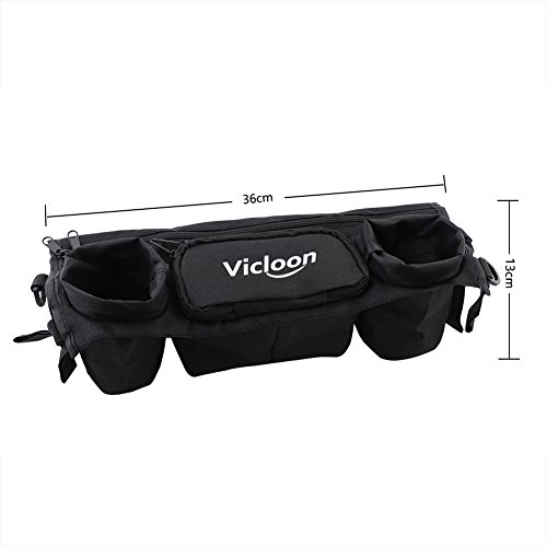 Vicloon Kinderwagen Taschen Organizer Getränkehalter Flaschenhalter Aufbewahrungstasche Schwarz - 2