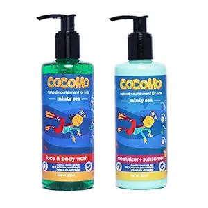 Cocomo Natural - Moisturizer and Body Wash for Kids - No Parabens & Sulphates - Minty Sea 300Ml