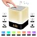 Produktbild LED Bluetooth Lautsprecher,5 in 1 RGB Uhr Nachtlicht Kabellos Nachttischlampe Touch Dimmbar, Wecker Digital, Freisprechen, MP3-Player, Lautsprecher Boxen Unterstützt TF SD Karte, USB und Bluetooth