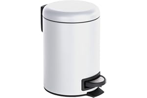 WENKO 22142100 Pedal bin Leman White Capacity: 3 l, Steel, 17 x 25 x 22.5 cm, White