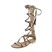 Produktbild b-commerce 2019 Mode Retro Schön und Sexy Damen Lange Design Sandalen Open-Toed Hausschuhe Anti-Rutsch-Cross-Tied Wohnungen römischen Stil Sandalen Lange Sandalen