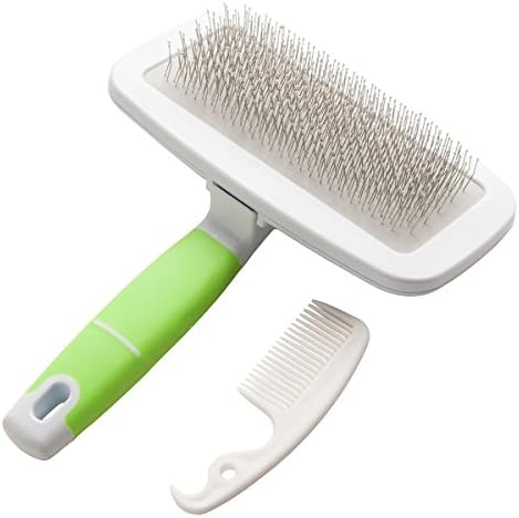 Fypo Pet Brush Dog Slicker Massage Brush for Cat Dog Rabbit - Gently Removes Loose Undercoat and Tangles fits Long and Short Hair Coat (16*12.5*4. cm)