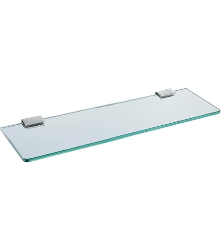 Wakects Mensola In Vetro Temperato Trasparente 50x12 Cm - Ripiano Da Parete Con Supporti, Carico Max 15 Kg, Per Bagno, Cucina, Soggiorno - 4