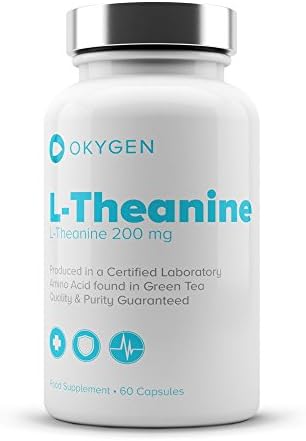 Okygen 100% Quality Theanine 60 Capsules 200mg - Amino Acid Supplement for Mental and Physical Well-Being - 60 day supply!