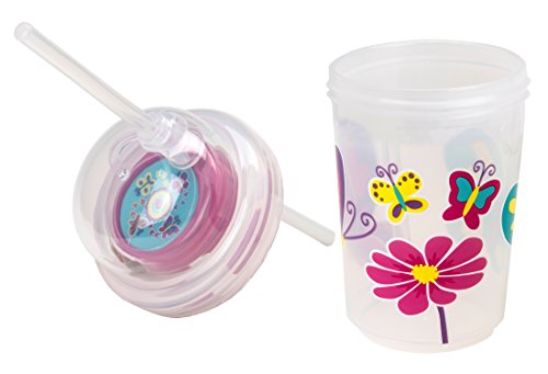 nuspin kids 240 ml Sip & Spin Tasse Avec Paille, Papillons Volent Quand On Boit
