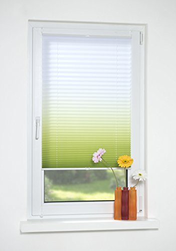 HOMELIA Klemmfix-Plissee Farbverlauf, Stoff: 100% Polyester, verspannt ohne Bohren oder Schrauben, 080 x 130 grün , blickdichte Transparenz, lichtdurchlässig, exklusives Design - 2