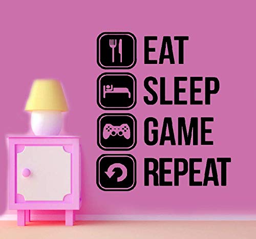 Preisvergleich Produktbild Wandaufkleber Kinderzimmer wandaufkleber 3d Essen Sie Schlaf Spiel wiederholen Aufkleber Gaming Aufkleber Joystick Gamepad Gamer Teen Schlafzimmer Dekoration