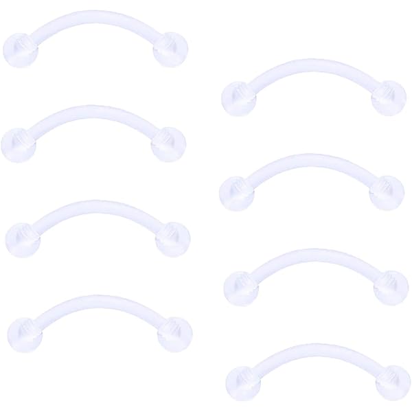 Besyvvin Lot De 12 à 20 Piercings En Plastique Transparent Pour Labret - 16 G - Tige Plate - Méduse - Helix - Tragus - Piercing Acrylique - 6 à 12 Mm, Plastique Acrylique