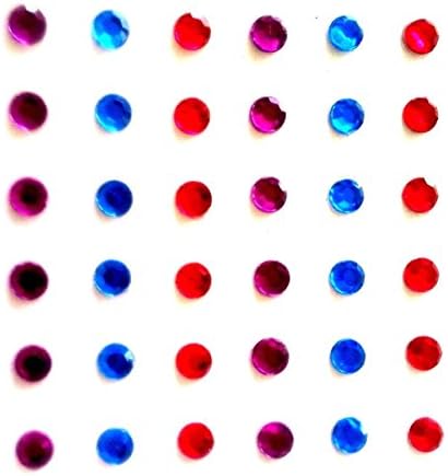 Geo Gems Face / Body Jewels - Red, Blue &amp; Purple - 36 per Pack - (A)