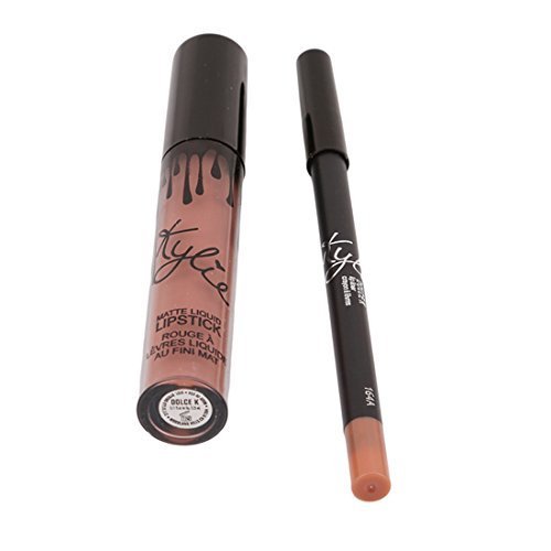 WayGo Wasserdicht Lipgloss und Lipliner Make Up Lippen Set ,Dolce K