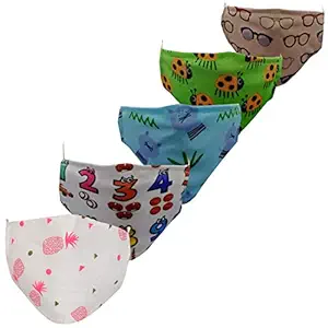 Creative Kids Cotton Unisex Reusable Digital Print Cloth Face Mask Multicolor - Pack of 5