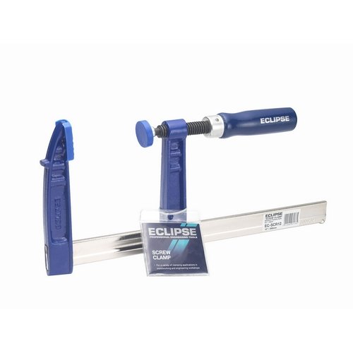 Eclipse Professional Tools EC-SCR12 120mm Depth Screw Clamp 300mm (12") Clamping Capacity, Blue and Silver