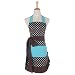 Produktbild surblue 100% Bio-Baumwolle Wiederverwendbar Frauen Rock Schürze mit Taschen vorne, extralanger Krawatte Brown Ground with Blue Polka Dot