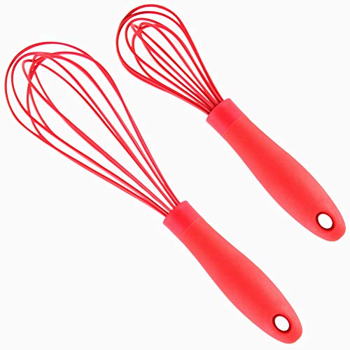 Latest 2-pc Silicone Whisk Set | 11-Inch & 8-Inch Balloon Whisks | These Will Never Scratch Your Pots and Pans | Rated No.1 Hand Mixer