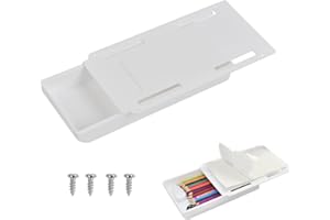 FURNRUBDEN NA Lot de 2 tiroirs de rangement autocollants sous le bureau, tiroir de table, boîte à stylos avec vis pour ranger stylos, crayons, téléphones, bureau, maison, école