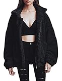 Damen Winter Teddyfleecejacke Umlegekragen Warme beiläufige Wolljacke Mantel Kurz Kuschelig Winterjacke Reißveschluss Taschen Steppjacke Jacke Mode Mantel Winterjacken Wintermantel Daunenjacke Baumwollmischung Übergangsjacke Mäntel für Schwangere Fellkapuze Oversize Outdoor
