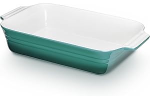 ‎KHG KHG Auflaufform groß 40 cm Türkis für 4-6 Personen, Kapazität 3 Liter, Ofenform Keramik Steingut rechteckig & kratzfest, Backform für Lasagne Tiramisu Aufläufe & mehr