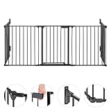 oneConcept Safety-First Kaminschutzgitter Absperrgitter (3 Meter lang, Sicherheitsverschluss, 5 bewegliche Elemente mit Tür, Metall) schwarz - 2