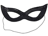 Beyondfashion Sexy Cat Women Sequin Venetian Masquerade Carnival Eye Mask Party (Black)
