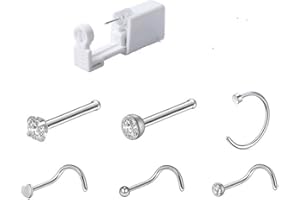 MaoNativey Kit de Piercing Nariz Desechable Pistola para Piercing Nariz con 6 Tachuelas Perforación de Nariz de Estéril Seguridad para Niñas, Mujeres, Hombres