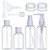  Conjunto de botellas de viaje Botellas de viaje aéreo Artículos de tocador limpios portátiles Contenedores líquidos para champú Maquillaje cosmético (blanco), TSA Aerolínea Carry-On aprobado