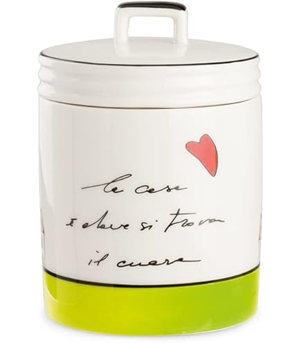 Barattolo Portasale In Ceramica Smaltata Avorio - Linea Le Casette, Design Elegante - Foto 8