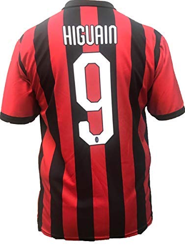 Camiseta Jersey Futbol A.C. Milan Gonzalo Higuain Replica Oficial Autorizado 2018-2019 Niños (2,4,6,8,10,12 año) Adultos (Small, Medium, Large, Xlarge) (Talla 12 Años)