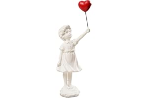 CHEYLIZI - Statua in resina con palloncino, decorazione per la casa, decorazione per la casa, in resina, colore: bianco