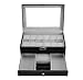 Produktbild WG 12 Raster Doppelschichten Uhr Schmuck Aufbewahrungsbox PU Leder Uhr Display Box Ringe Ohrring Armband Schatulle Box Fall Braun,A