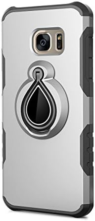 Ensyu Slim Shockproof Silicone TPU+PC Case Anti-Scratch Grip Bumper with 360 Degree Rotatable Built in Ring Kickstand Phone Holder Stand Protection Back Cover for Samsung Galaxy S7 G9300