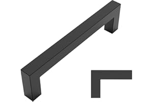 Amerdeco 5 Pack Matte Black Cabinet Pulls 5 Inch(128mm) Hole Centers Kitchen Cabinet Handles Cabinet Hardware Cupboard Handles Square Drawer Pulls