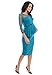 Purpless Maternity Pregnancy Dress With Sheer Mesh Panel SFD008 (8, Turquoise)