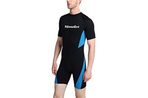 DESHOME Combinaisons Shorty pour Hommes Femmes, Combinaisons de Plongée en Néoprène 3mm, Maillot de Bain Une Pièce Grande Taille avec Fermeture Éclair au Dos, pour Le Surf, la Plongée en Apnée, Bule