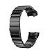 Produktbild Luckhome Uhrenarmband Serie Lederarmband Ersatband Mit Edelstahl Metall Schließe Classic Armband Ersatz Band Ersatzarmband aus Edelstahl für Smart Watch-Armband für Fitbit Charge 3Schwarz